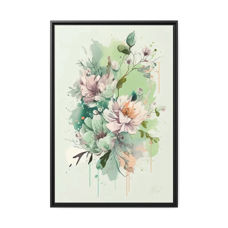 Colorful Flowers Watercolor Canvas Wall Art Print | Unframed