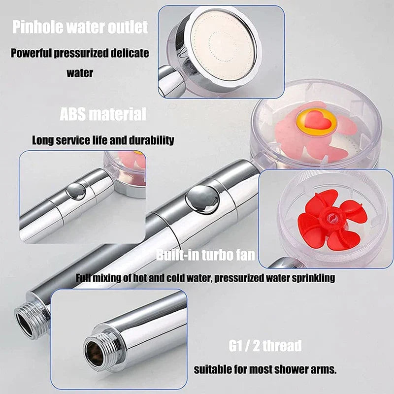 360° Rotating High-Pressure Water-Saving Shower Head with Filter