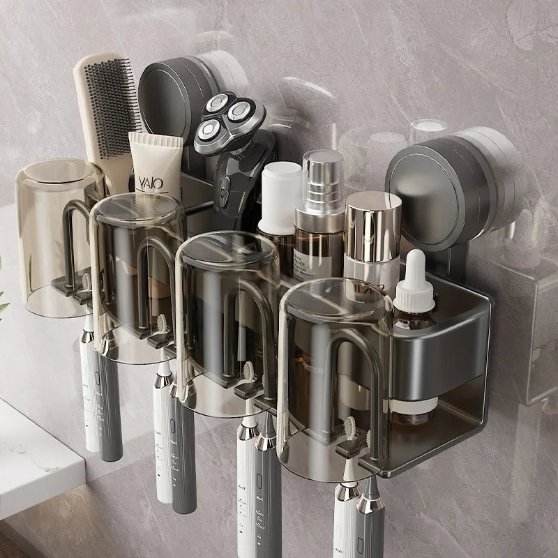 Drill-Free Suction Cup Electric Toothbrush Holder with Cup
