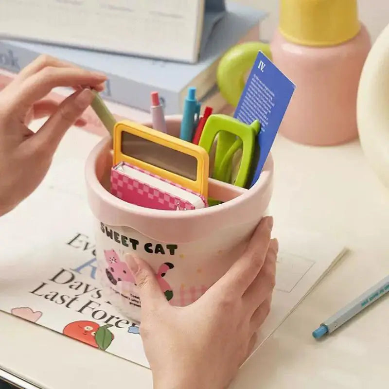 Cute Cartoon Makeup Brush Holder & Desktop Organizer