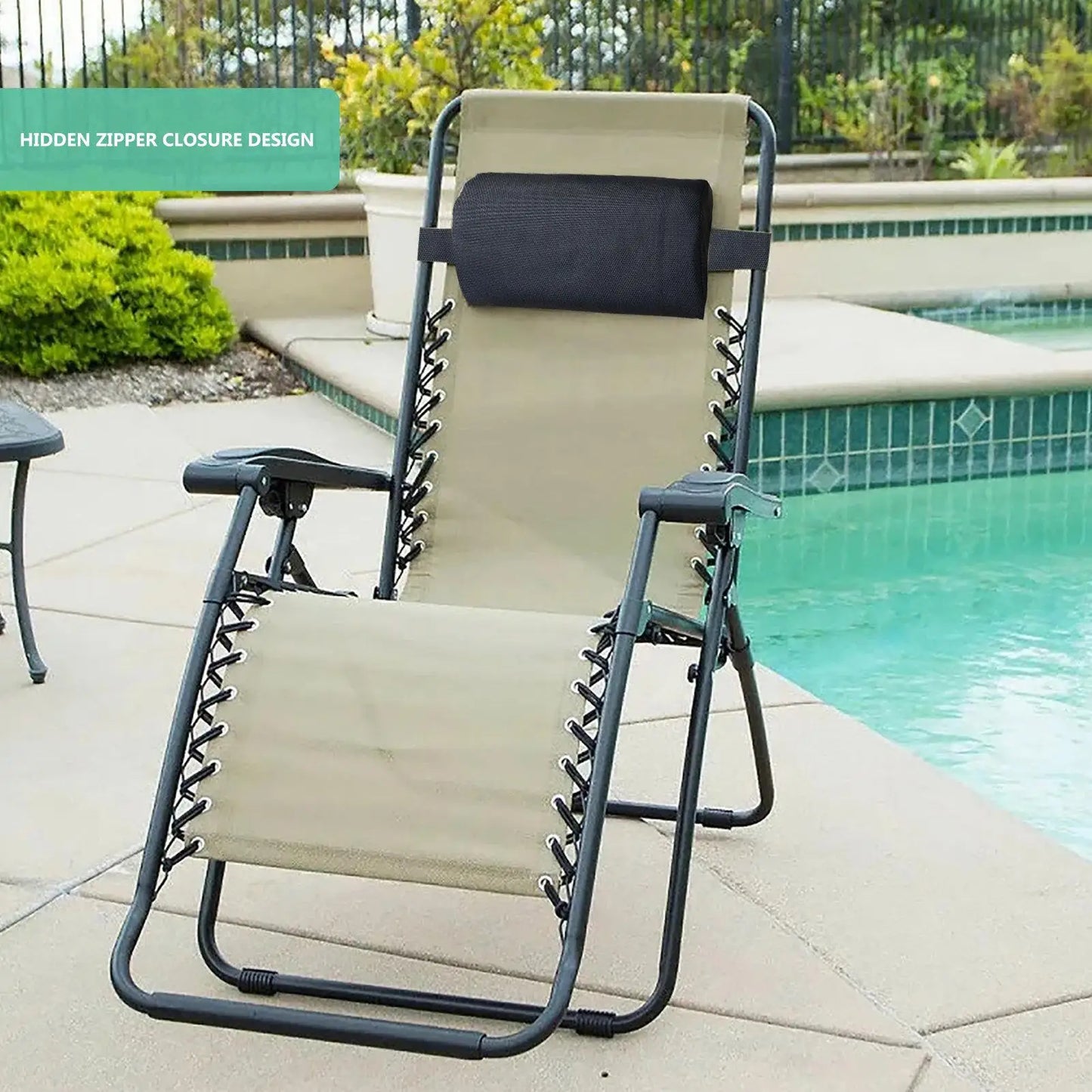 Pool Lounge Chair Pillow with Strap – Head & Neck Cushion Lounge Chair Pillow Peaceful Pleasures Health and Wellness