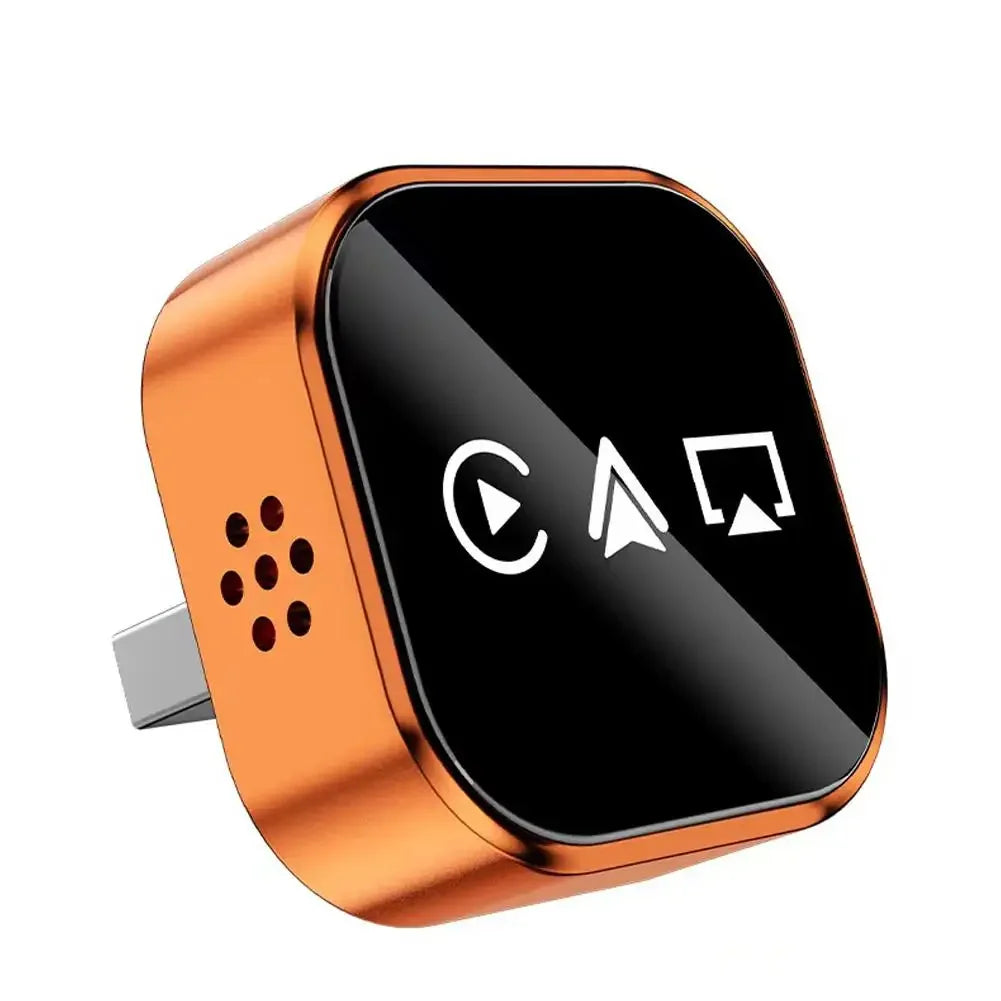 Wireless Carplay Android Auto Airplay Adapter 2025 New 3 in 1 AI Smart Mini Car Box Plug and Play Auto Connect WiFi Bluetooth Peaceful Pleasures Health and Wellness orange 01