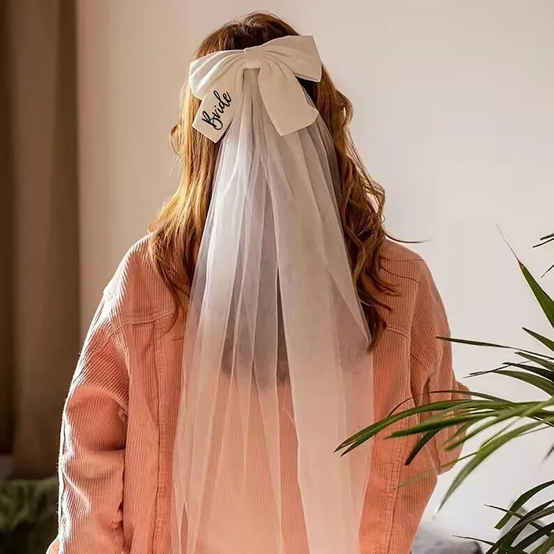 Bride Bow Veil – Bachelorette Hen Do Bridal Shower Gift Bridal Party Accessory Peaceful Pleasures Health and Wellness