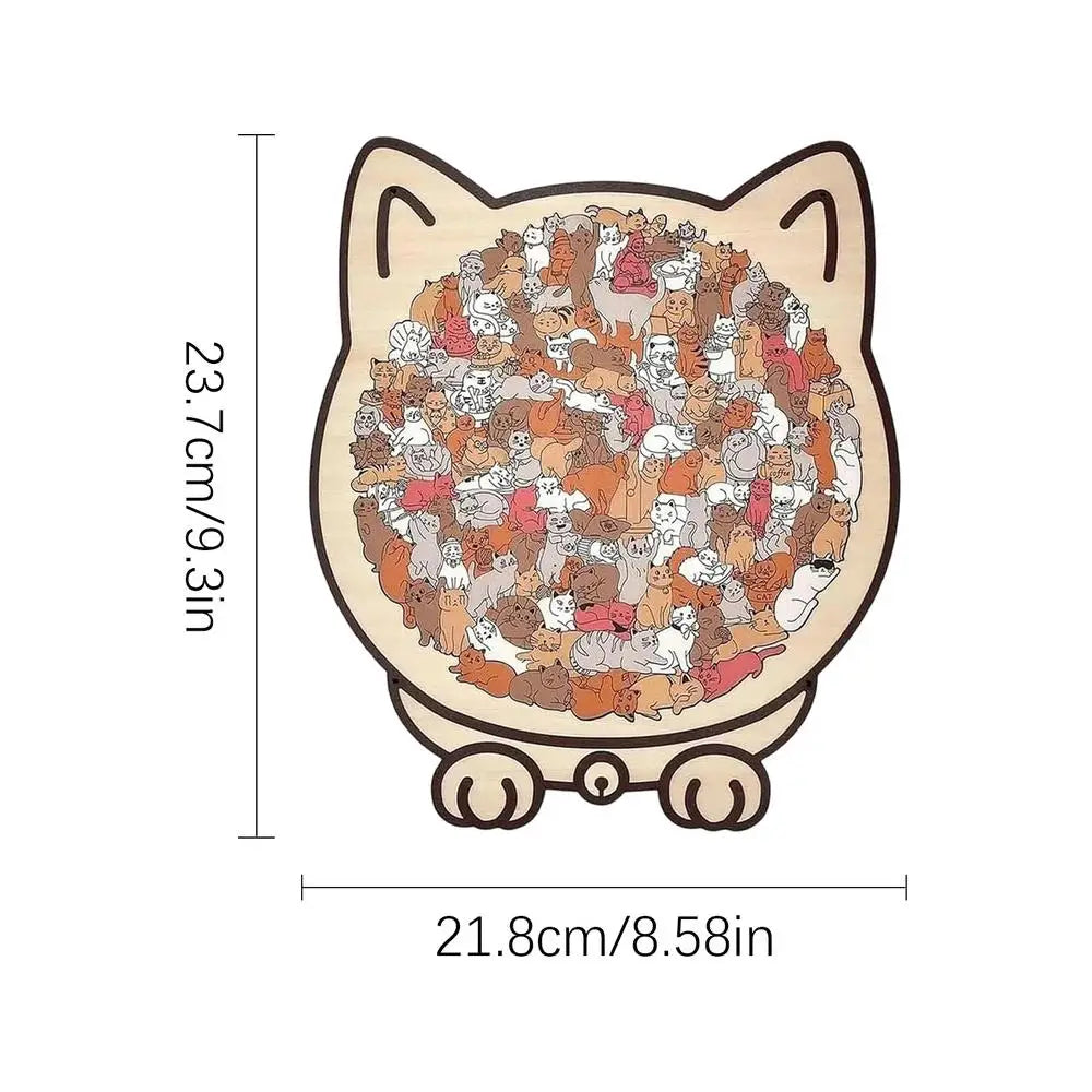 135pcs Wooden Cat Puzzle Animal Shape Wood Cut Puzzles Gifts For Cat Lovers Home Decoration Christmas New Year Gift for kids Peaceful Pleasures Health and Wellness Maillard