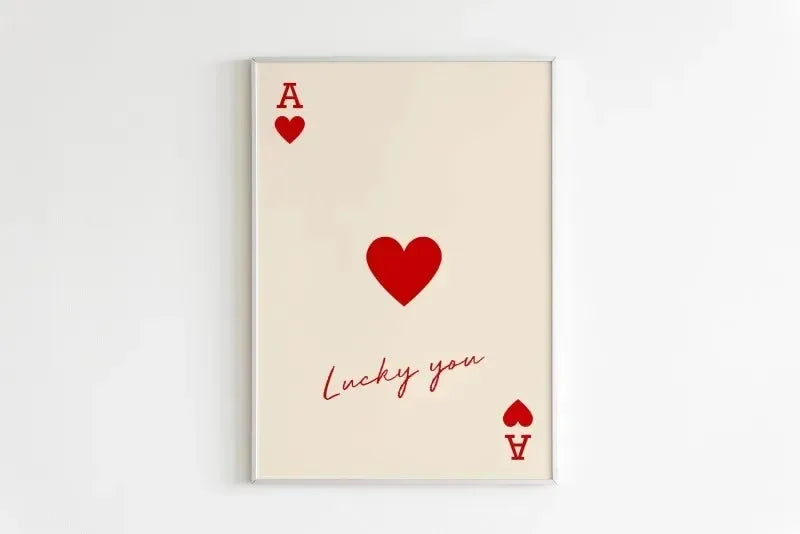 Queen of Hearts Kiss Lips Canvas Print | Lucky You Wall Art