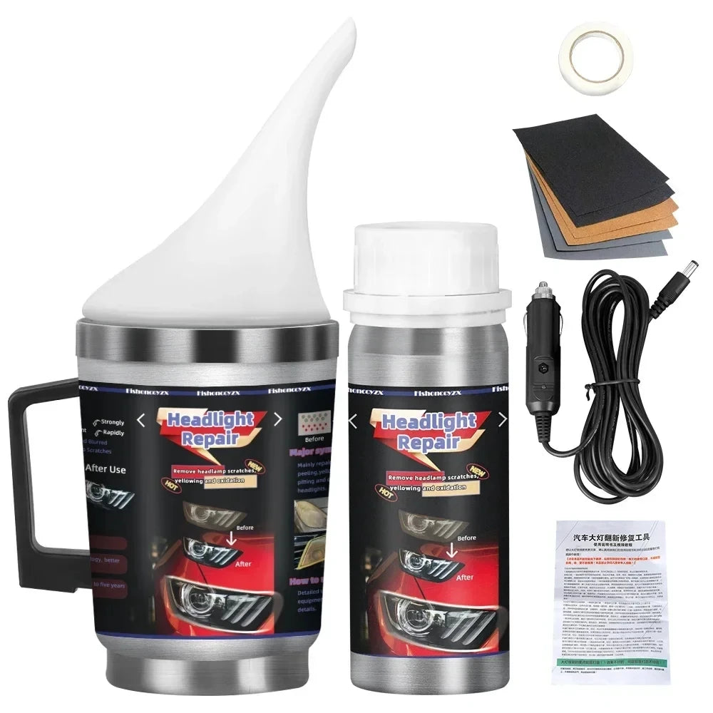 800ml Headlights Liquid Polymer Headlight Chemical Polish Repair Fluid Refurbishment Scratch Repair Polishing Headlights Kit Peaceful Pleasures Health and Wellness 100ML with tool