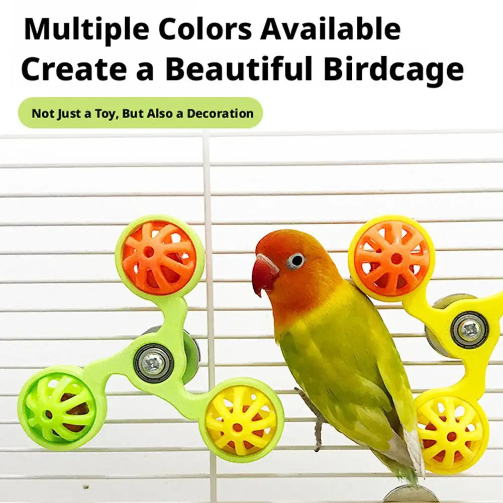 Parrot Interactive Rotating Bell Windmill Chew Toy, Bell Ball Turntable Anti-Boredom Self-Play for Budgie Lovebird Parakeets Peaceful Pleasures Health and Wellness