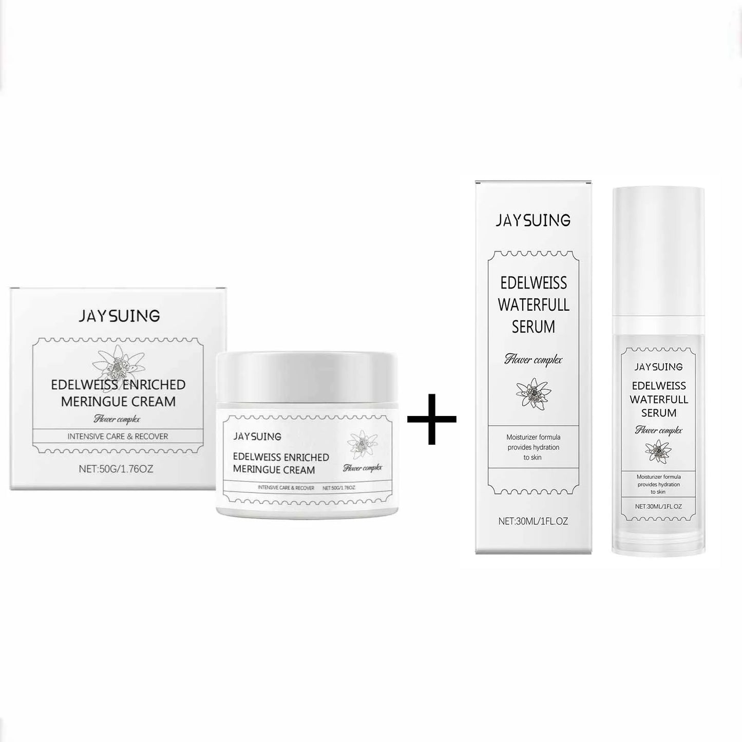 Collagen Facial Cream Deep Moisturizing Brighten Smooth Skin Reduce Fine Lines Improve Dullness Dryness Hyaluronic Acid Essence Peaceful Pleasures Health and Wellness 2PCS Set