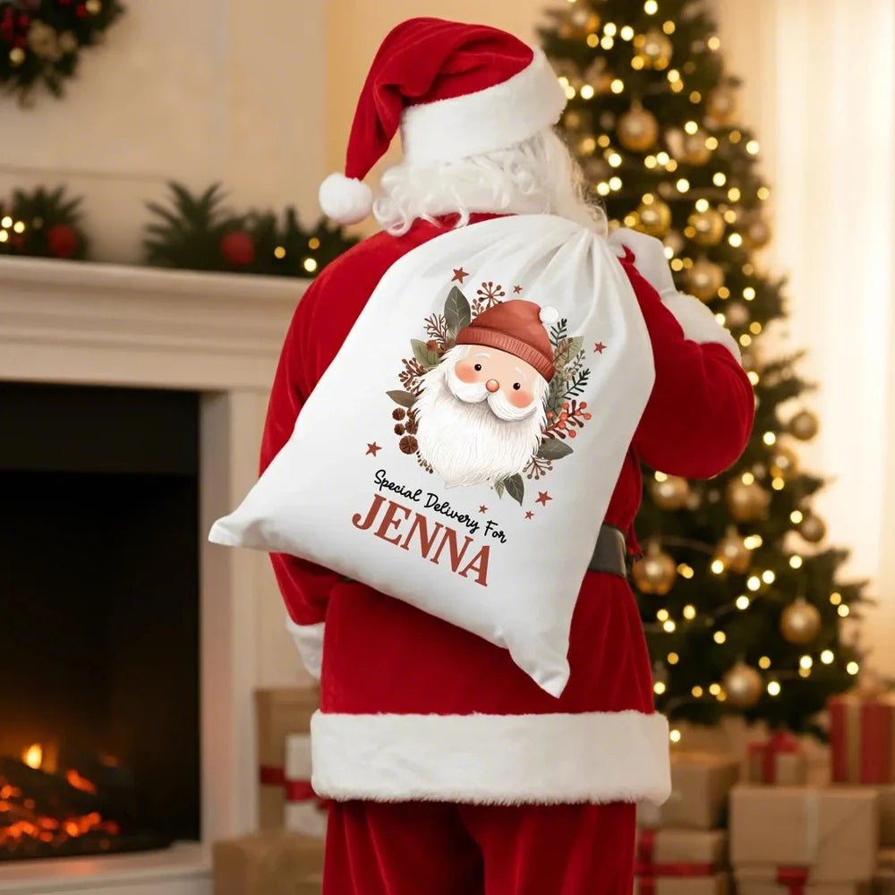 Personalized Santa Sack | Custom Christmas Drawstring Gift Bag Christmas Gift Bag Peaceful Pleasures Health and Wellness