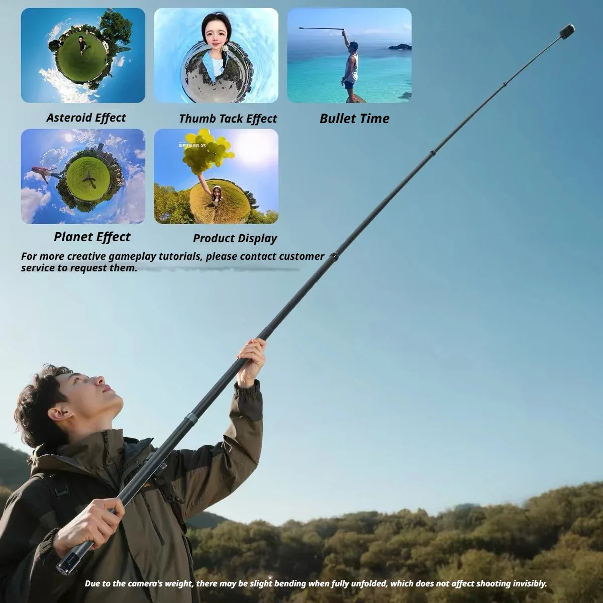 Carbon Fiber Invisible Selfie Stick 1.5–3m | Insta360 X4 X5 X3