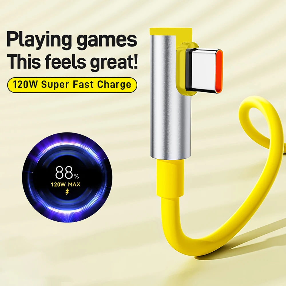 120W 6A USB-C Fast Charging Cable 90° Elbow – Xiaomi & Redmi