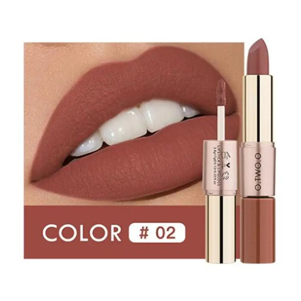 O.TWO.O 2-in-1 Matte Lipstick & Lip Gloss – 12 Colors