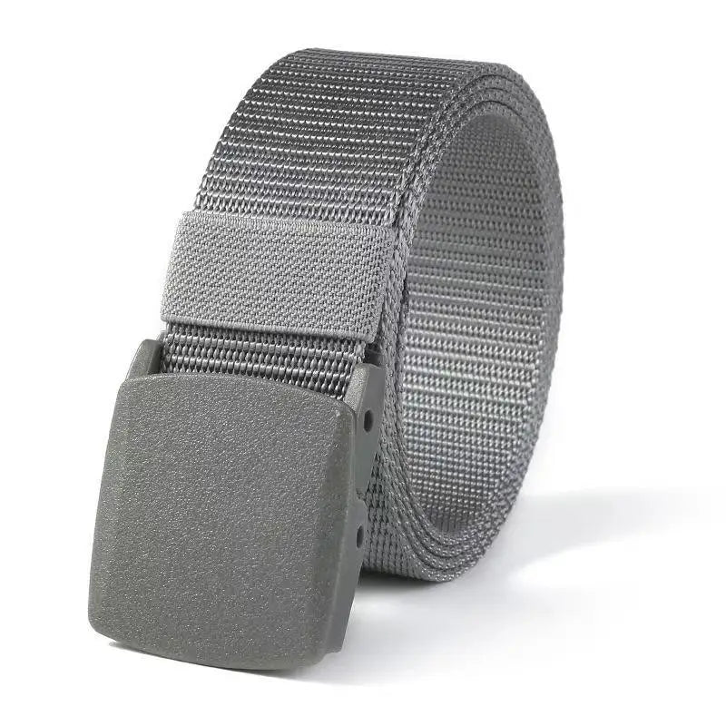 Canvas Nylon Tactical Belt Non-metallic Anti Allergy Ideal For Outdoor Training Security Check And Daily Pants Wearing Use Peaceful Pleasures Health and Wellness Grey 120cm
