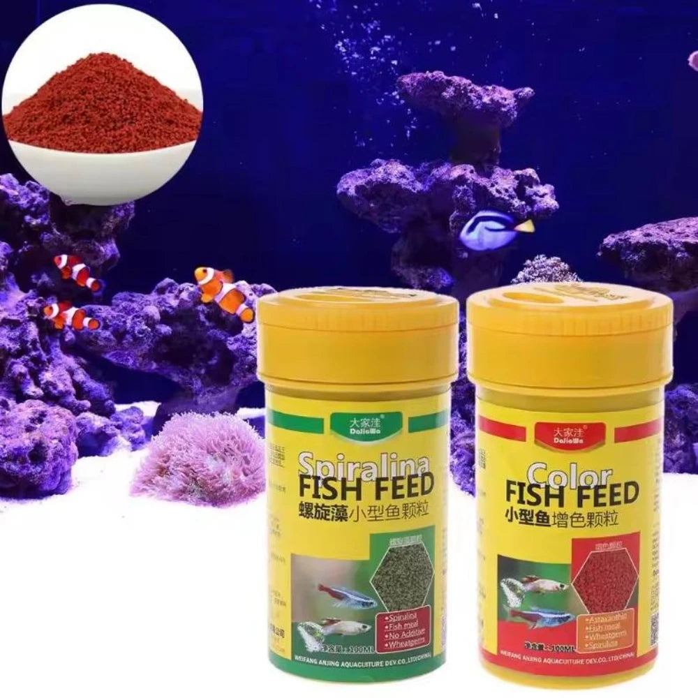 100ml Tropical Fish Spirulina Food Granule Fish Nutrition Food For Aquarium Fish Tank Color Enhanced Feeding Feeder Supplies Peaceful Pleasures Health and Wellness