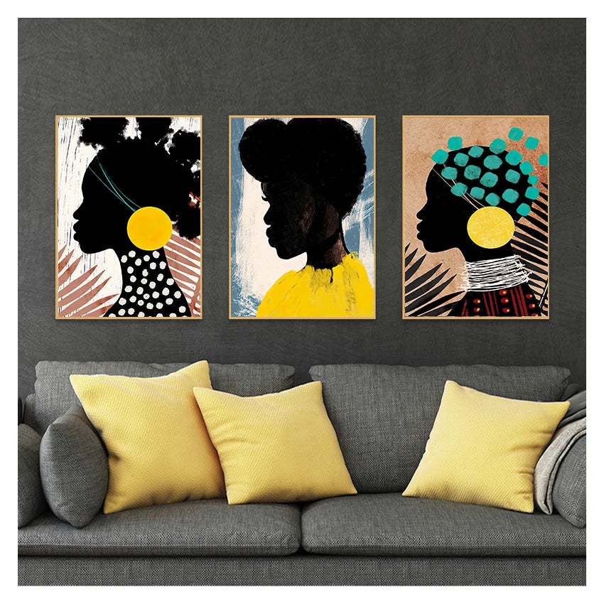 African Tribal Abstract Canvas Wall Art | Nordic Poster Print