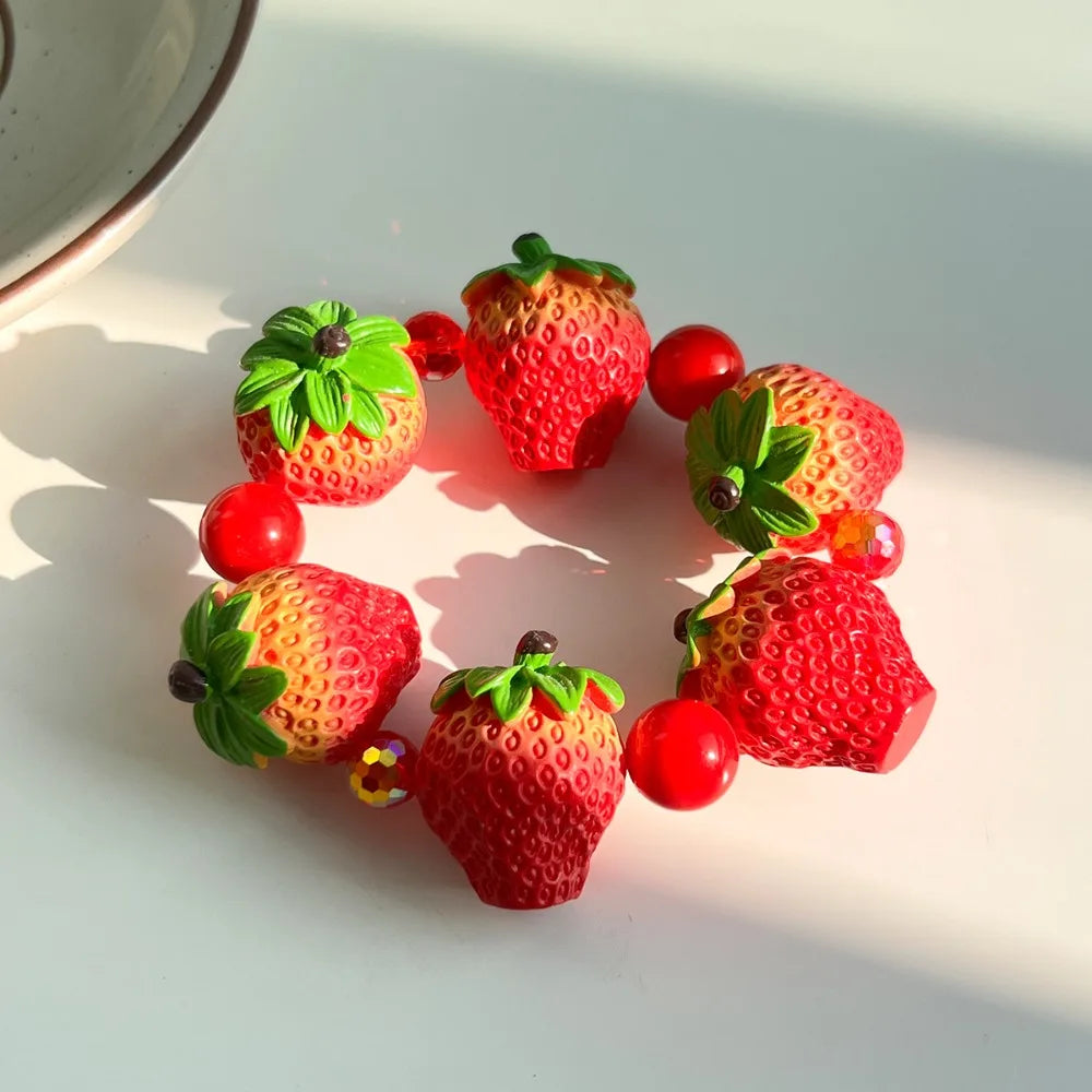Cherry Fruit Beaded Bracelet | Boho Dopamine Resin Jewelry Beaded Bracelet Peaceful Pleasures Health and Wellness Style 1
