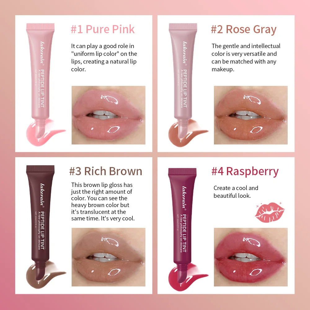 4pcs /set Moisturizing Lip Glaze Mirror Glass Long Lasting Lip Gloss Liquid Lipstick Makeup Glossy Lip Care Cosmetic Peaceful Pleasures Health and Wellness