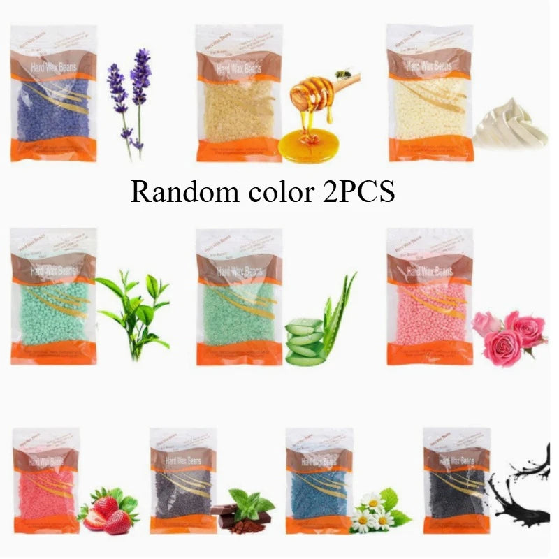 Paper free hair removal wax nose hair full body hair removal wax bean wax therapy hair removal cream bag 100G hard wax beans Peaceful Pleasures Health and Wellness random color 2PCS