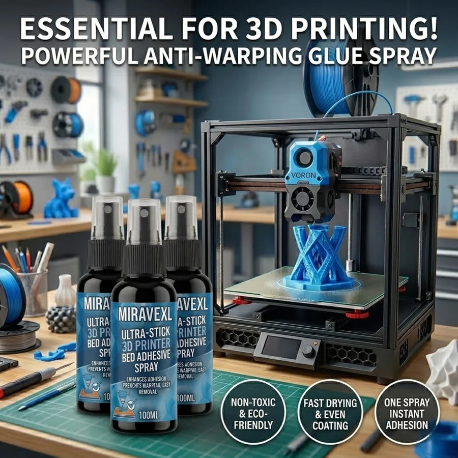 MIRAVEXL 100ml 3D Printer Bed Adhesive Spray – PLA ABS PETG TPU