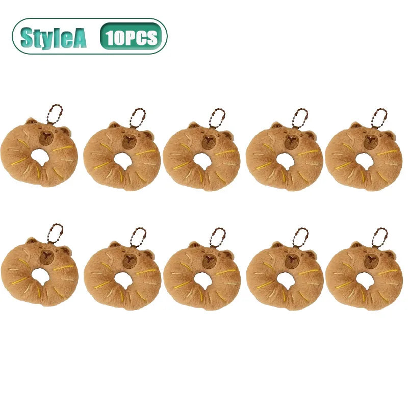 Capybara Plushie Keyring – Cute Anime Bread Topper Fluffy Toy
