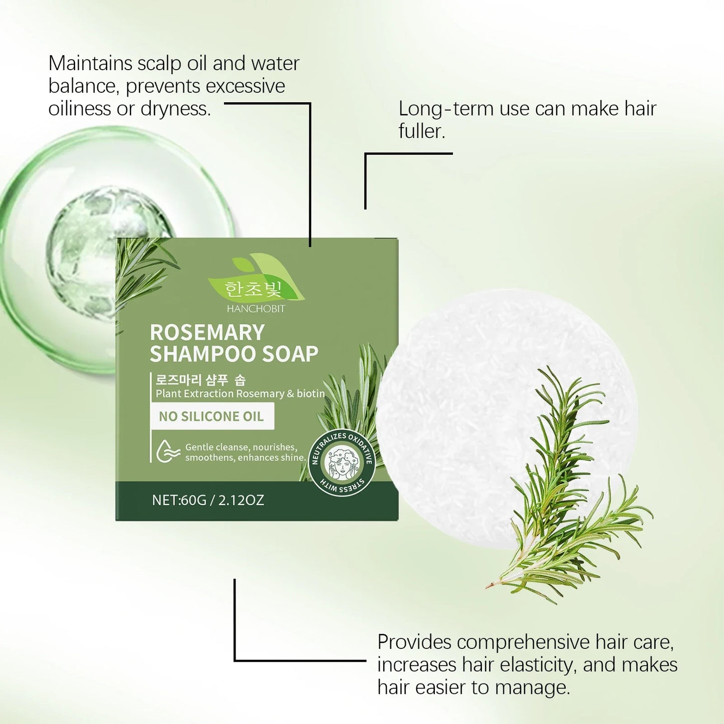 Rosemary Shampoo Bar – Nourishing Scalp Cleanser 60g | Hanchobit