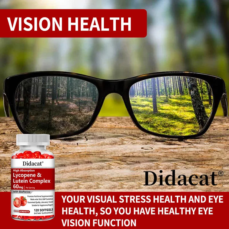 Lycopene & Lutein Complex 60mg Capsules with Bioperine, Antioxidant, Supports Prostate, Heart, Eye & Urinary System Health Peaceful Pleasures Health and Wellness