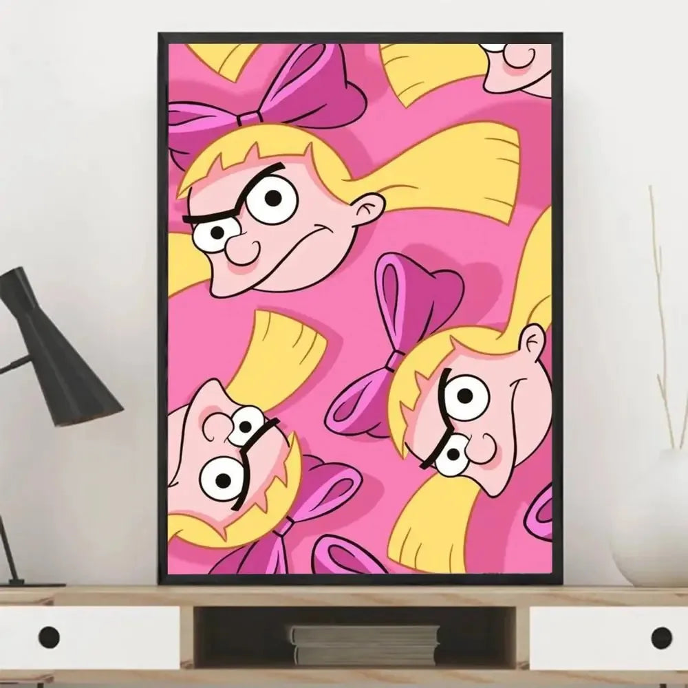 Cartoon Hey ArnoldS Poster Classic Vintage Posters HD Quality Wall Art Canvas Painting Retro Posters for Home Room Wall Decor Peaceful Pleasures Health and Wellness Red 50x70cm Unframed