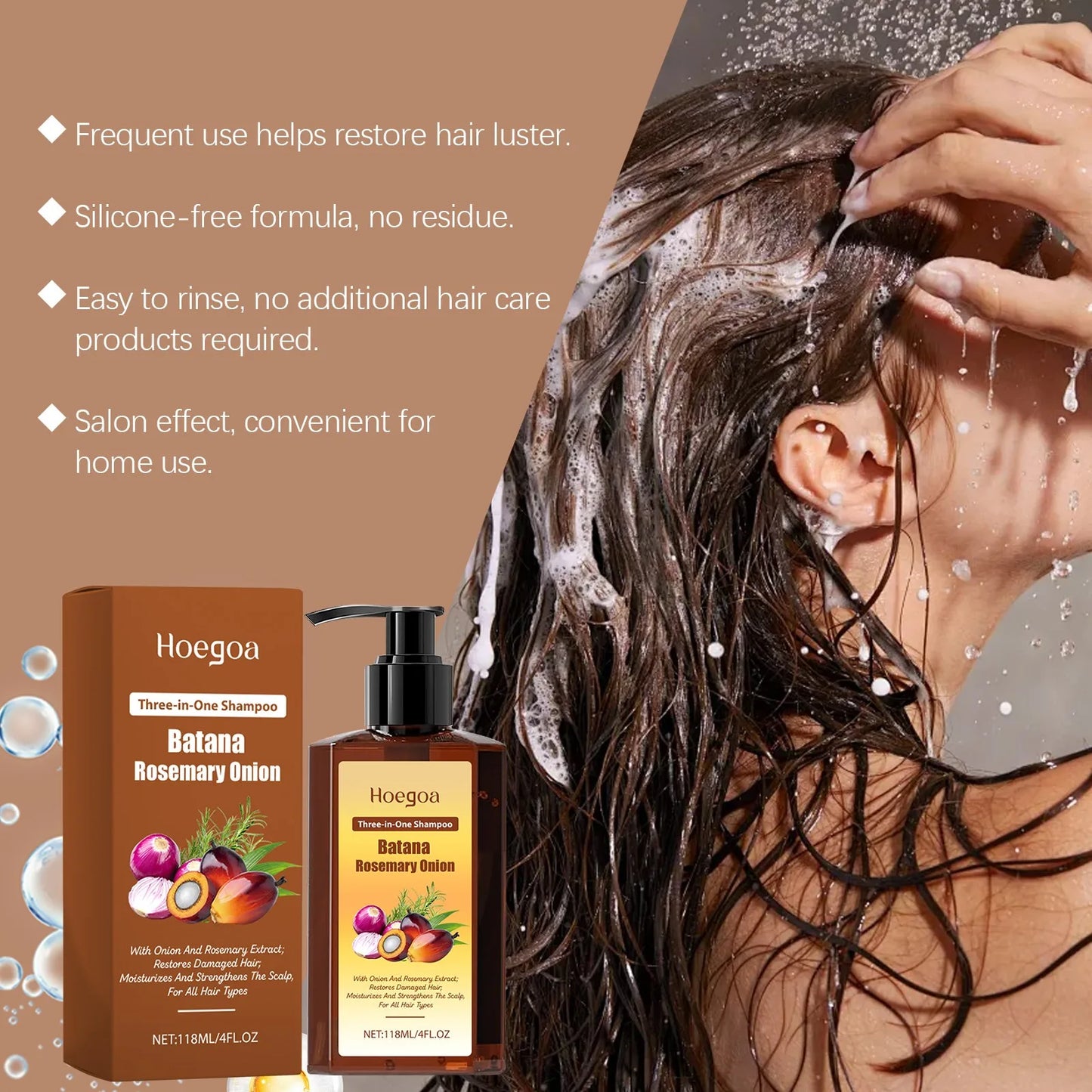 HOEGOA 3-in-1 Batana Rosemary Onion Shampoo – Dandruff & Growth