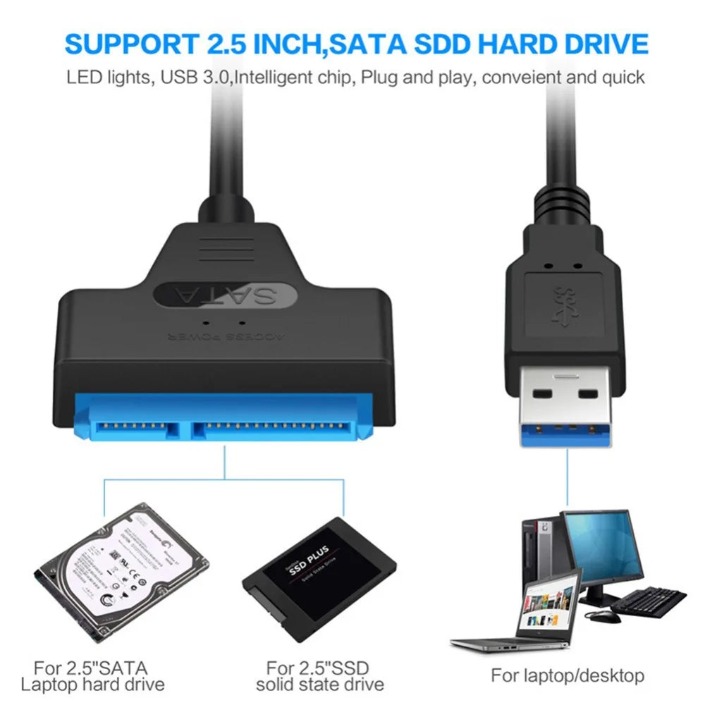New 2 in 1 SATA to USB3.0/Type-C Adapter Cable Up To 6 Gbps High Speed Support 2.5 Inch External HDD SSD Hard Drive 22 Pin Sata Peaceful Pleasures Health and Wellness