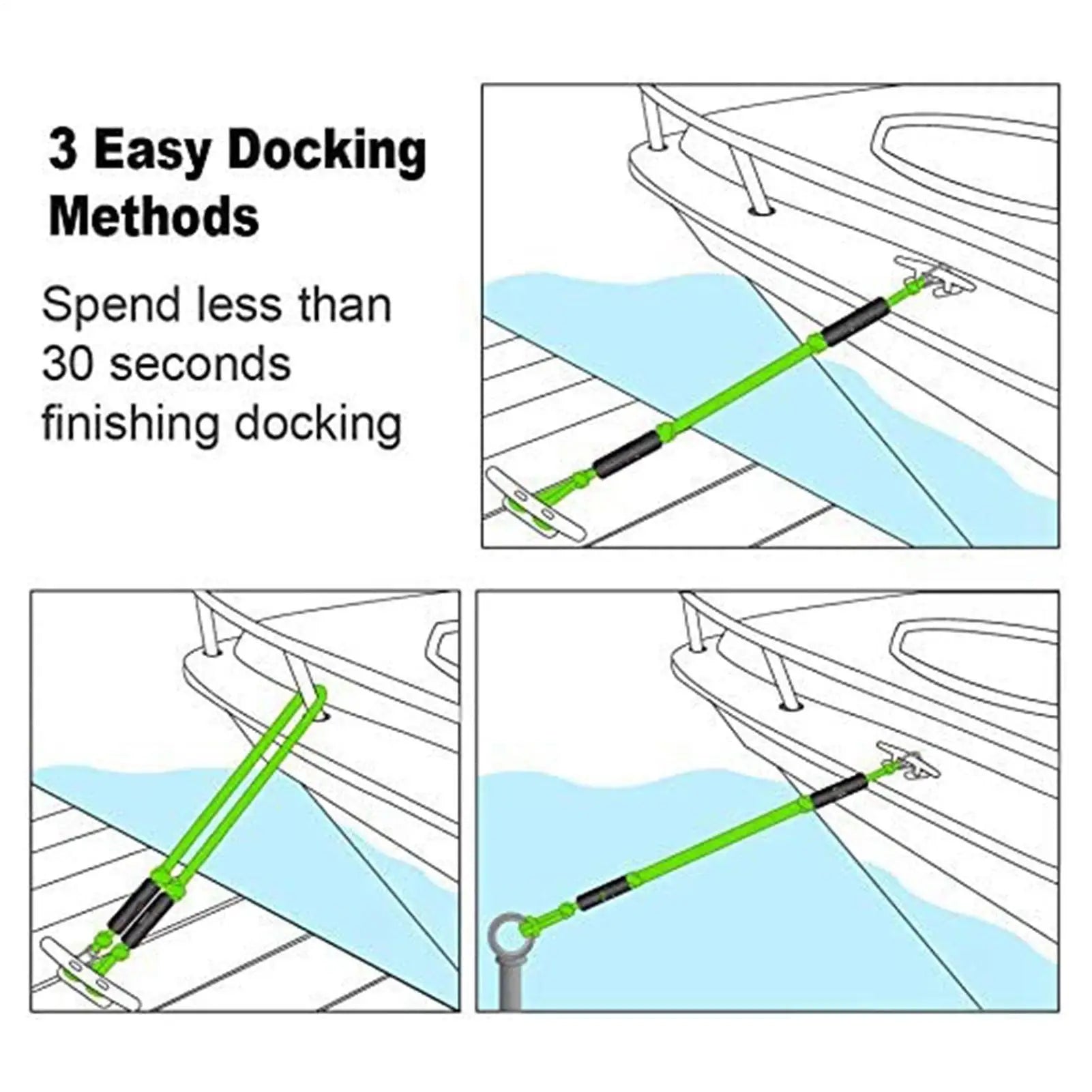 Elastic Bungee Boat Dock Line | Mooring Rope for Kayak & Pontoon Boat Mooring Rope Peaceful Pleasures Health and Wellness