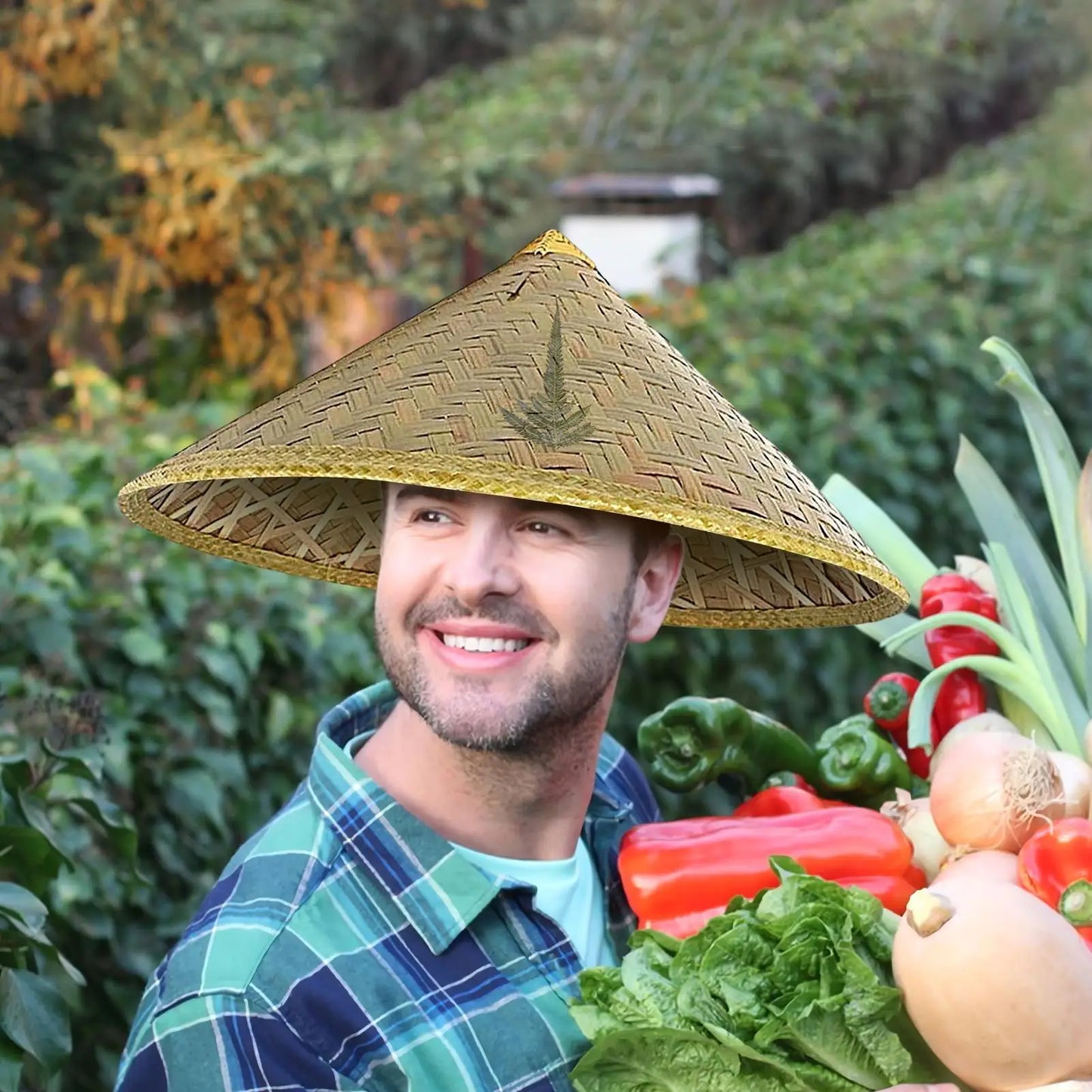 Handwoven Chinese Conical Straw Hat – Unisex Bamboo Sun Cap