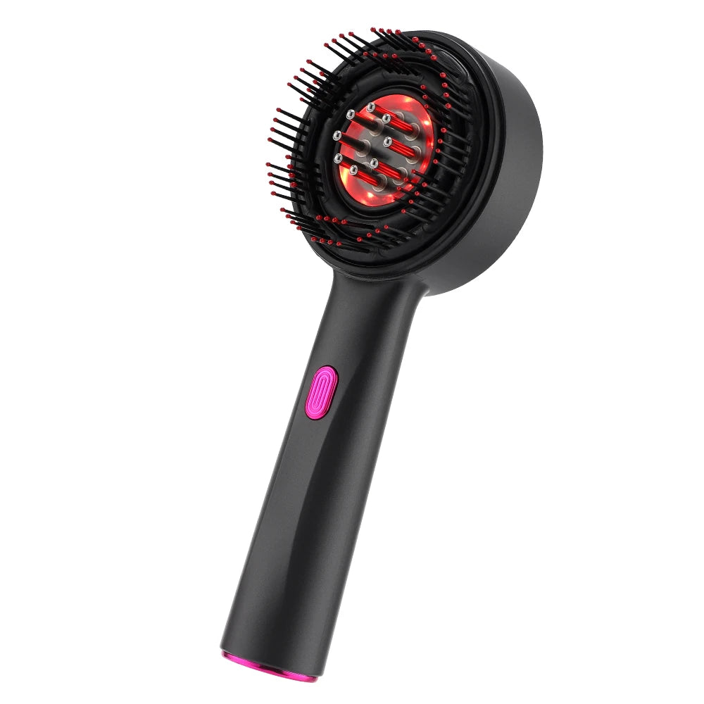 Scalp Massage Comb 630nm LED Red Light Electric Vibration Head Massager Scalp Oil Applicator Nourish Hair Care Brush Relaxation Peaceful Pleasures Health and Wellness GRAY
