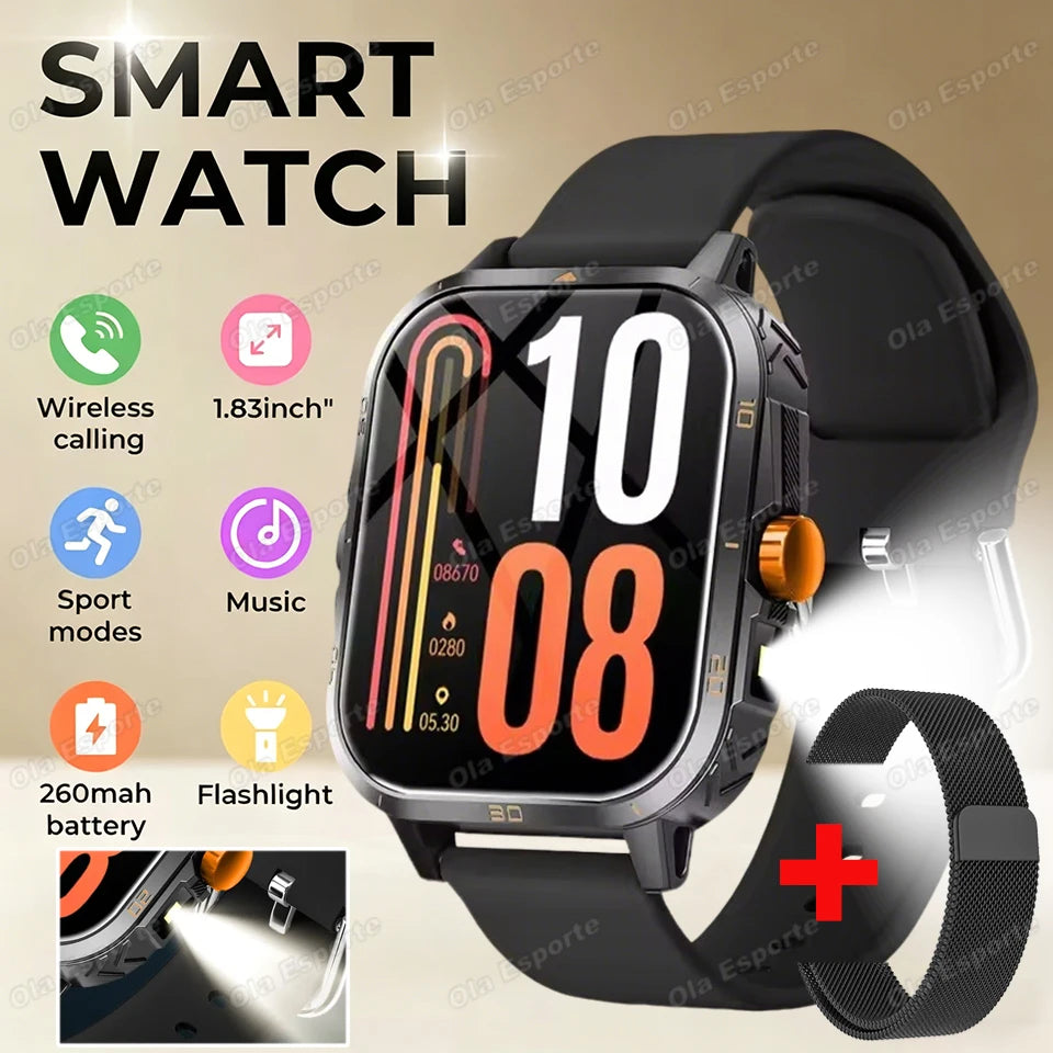 Ola Esporte HW12 Military Smartwatch | Flashlight & Bluetooth Call