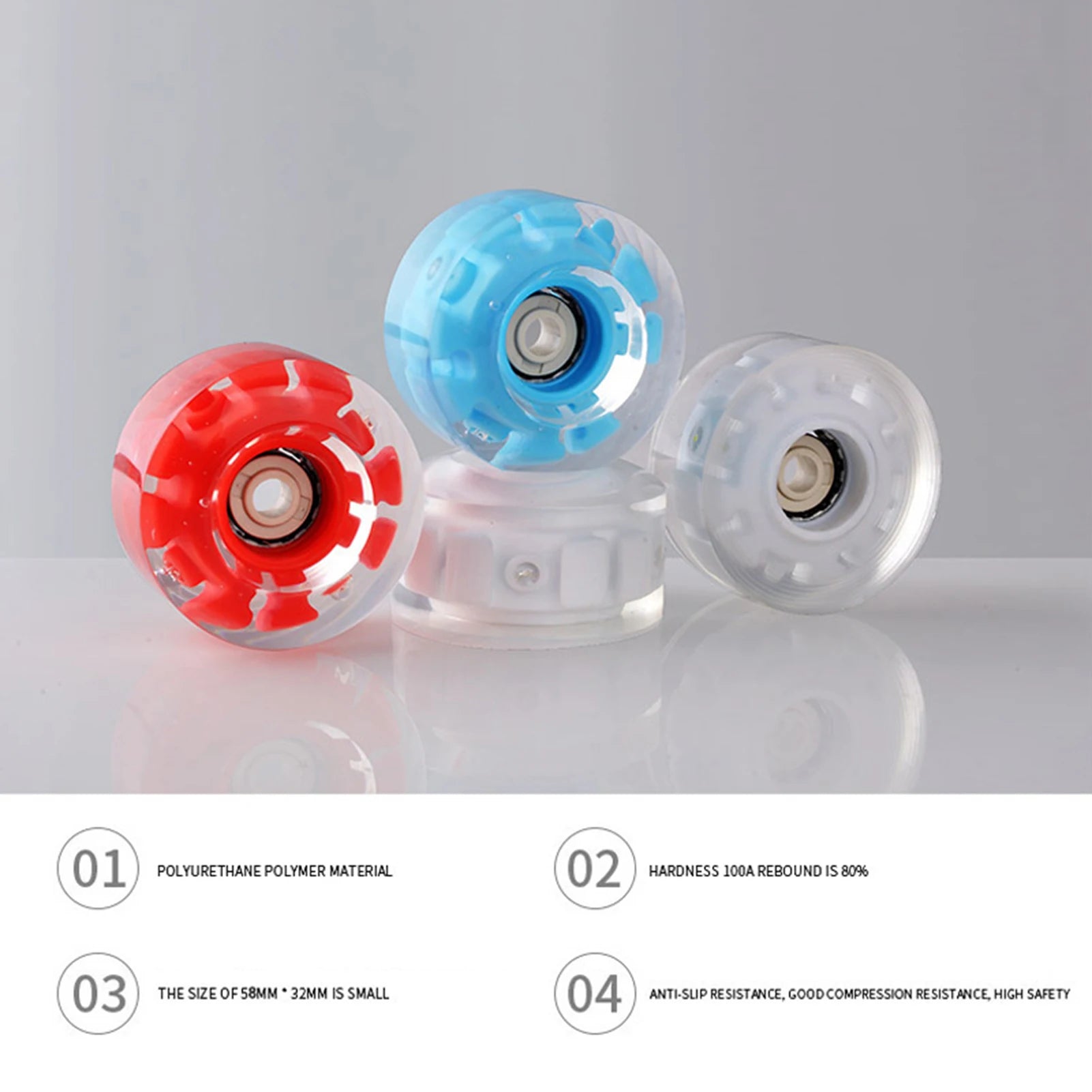 4pcs Luminous Roller Skate Wheels Reduce Friction Fast Rotation Wheels for Skateboarding Accessories Peaceful Pleasures Health and Wellness