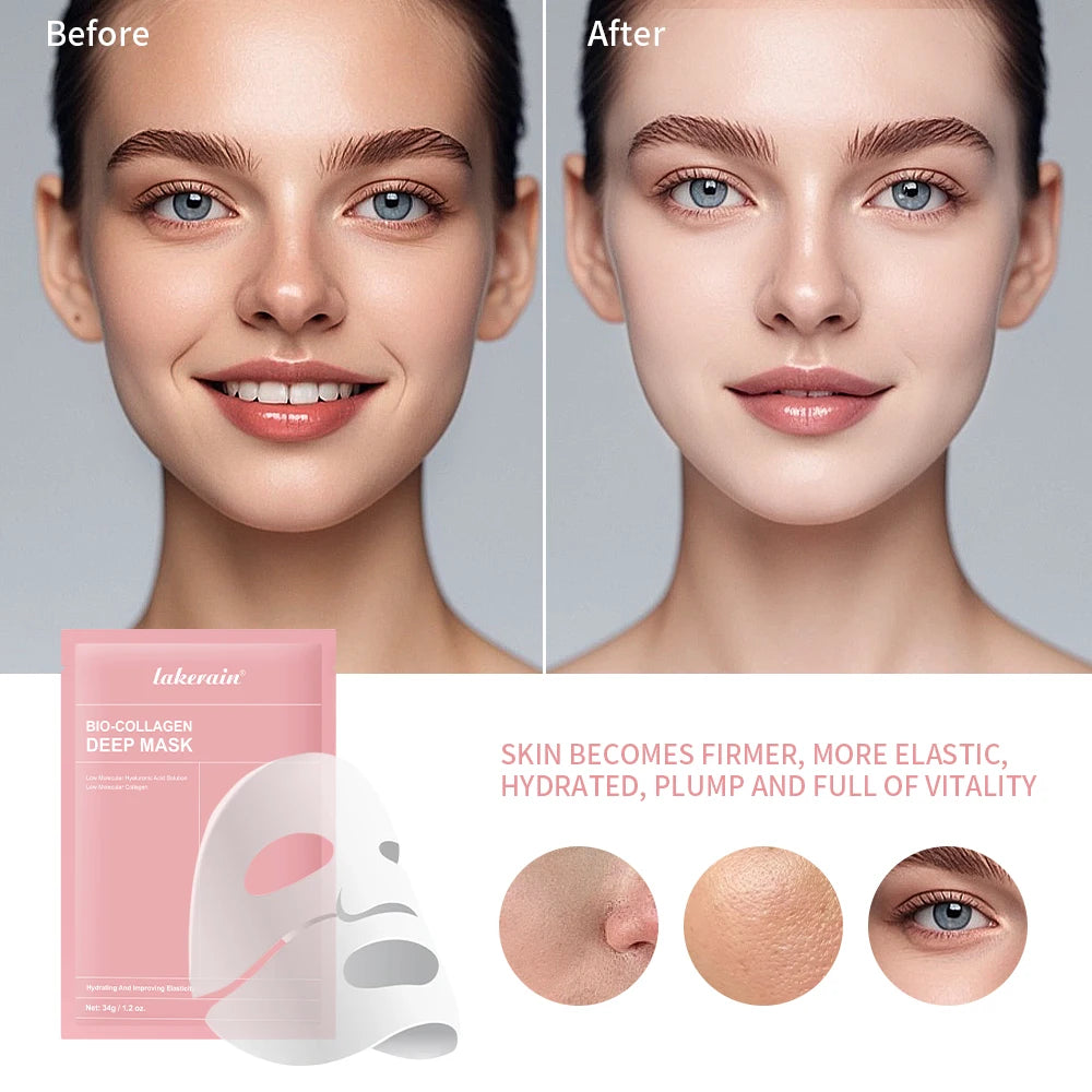 12pcs Bio-Collagen Real Deep Mask Elasticity Improvement Brighten Skin Pore Minimizing Firming Radiance Anti-Aging Skincare Peaceful Pleasures Health and Wellness
