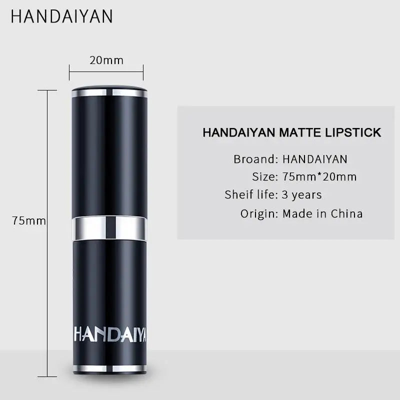 Handaiyan 12-Color Matte Velvet Lipstick – Long-Lasting Coverage