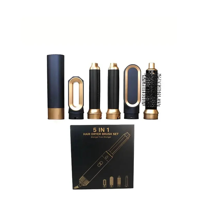 5 in 1 Hair Dryer Brush Hot Comb Set Professional Curling Iron Hair Straightener Styling Tool For Professional Hair Dryer Peaceful Pleasures Health and Wellness gold-blue AU China Mainland