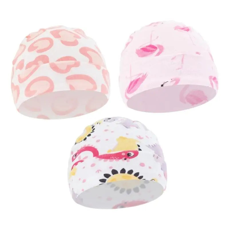 3-Pack Soft Cotton Baby Hats | Newborn Caps 0–6 Months