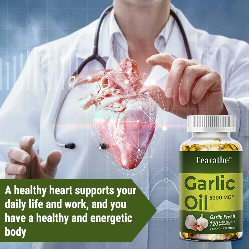 Premium Garlic Fresh 5000mg, Garlic Oil Dietary Supplement for Heart Health and Circulation Support with Antioxidant, NON-GMO Peaceful Pleasures Health and Wellness