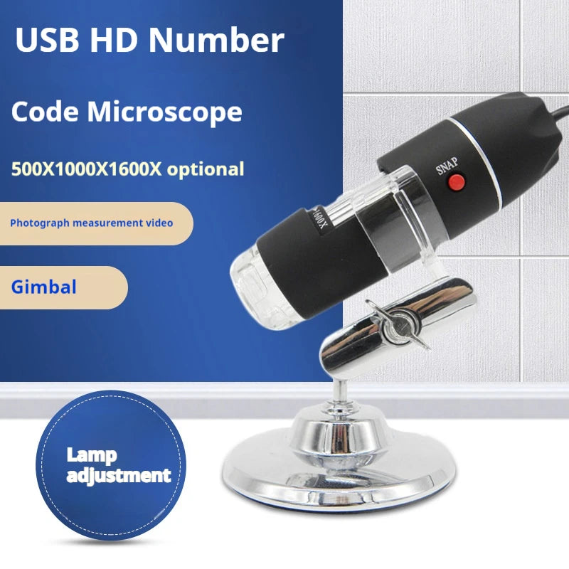 Optical Zoom 500X 1000X 1600X Electron Microscope 8-Light Usb Digital Microscope with Measurement Peaceful Pleasures Health and Wellness