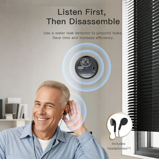 13000X Sound Amplification Pipe Leak Detector Portable Type-C Rechargeable Water Leak Locator for Walls Floor Peaceful Pleasures Health and Wellness
