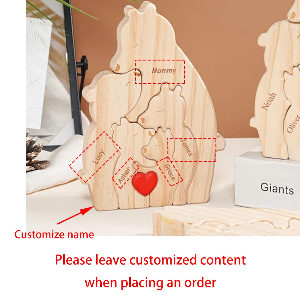 Personalized Wooden Bear Family Puzzle | Father's Day Gift