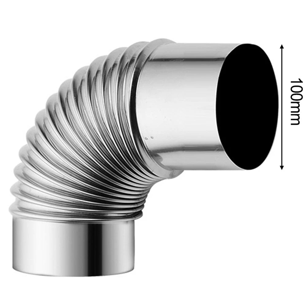 50- Stainless Steel Flue Pipe 90 Degree Elbow Stoves Fireplaces
