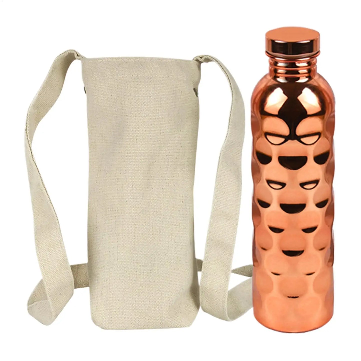 1000ml Copper Water Bottle | Hammer Pattern Leakproof Sports Jug