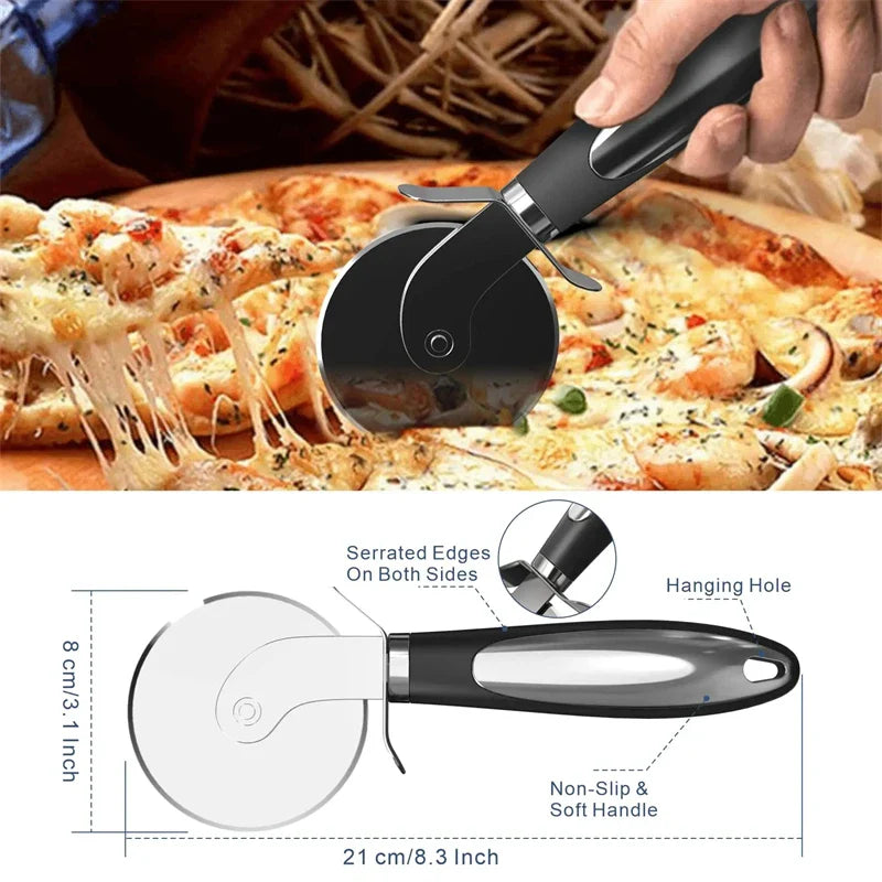 2-Pack Stainless Steel Pizza Cutter Wheel Set | Dough Slicer