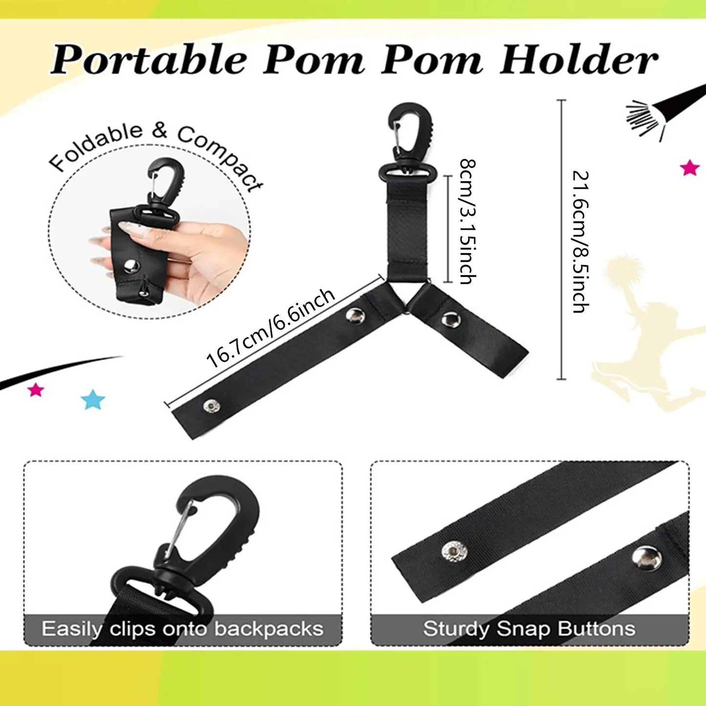 Pom Holder Hanger for Cheer Bag | Snap Button Organizer