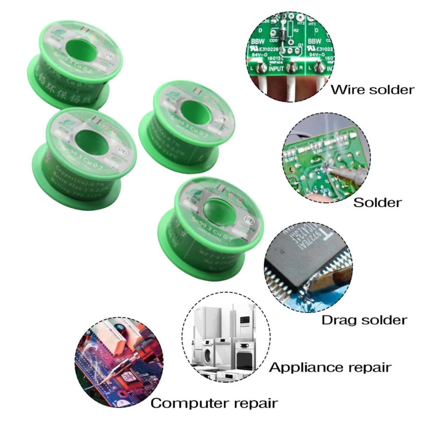 Lead-Free Solder Wire SN99.3 Cu0.7 | 50g Reel, Multi-Gauge Peaceful Pleasures Health and Wellness