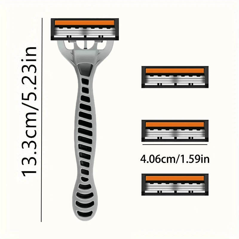 3-Blade Manual Safety Razor for Men & Women | Replaceable Head