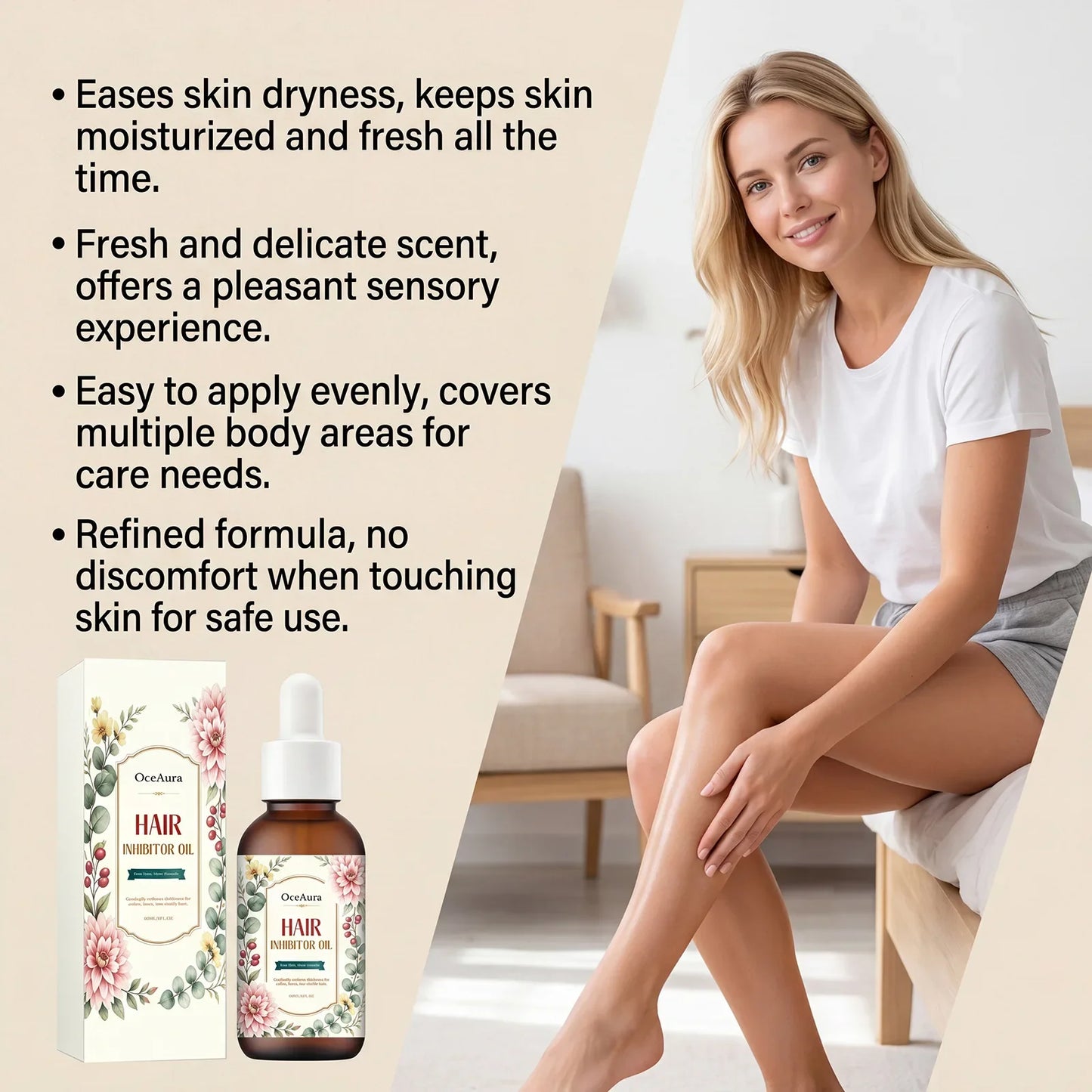 OCEAURA Post-Wax Soothing Skin Care Oil 60ml | After Hair Removal