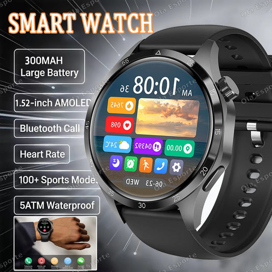 Ola Esporte 1.52" Smart Watch – Bluetooth Call & Fitness Tracker Smart Watch Peaceful Pleasures Health and Wellness Black